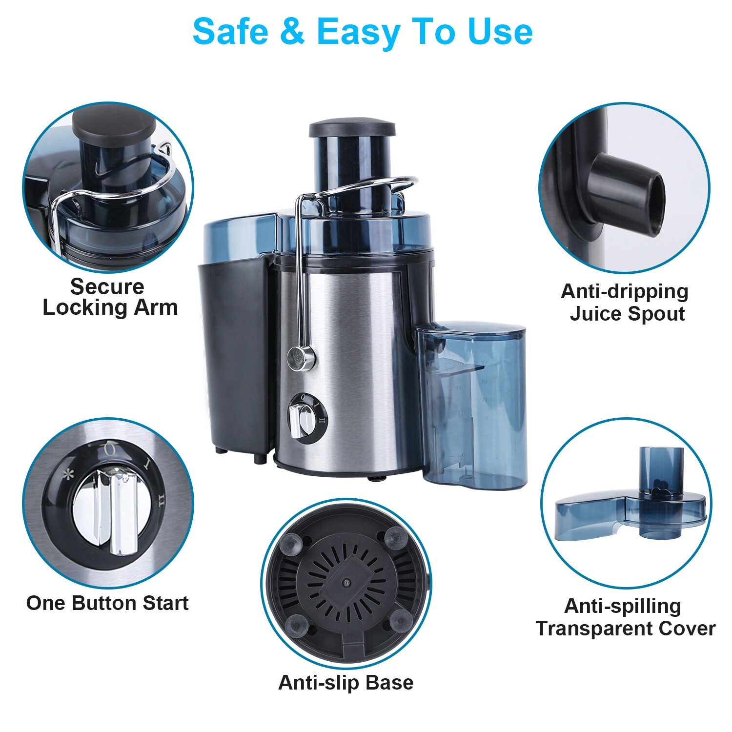 1000W Centrifugal Juicer Machine Juice Extractor for Fruit Vegetable Wide Mouth