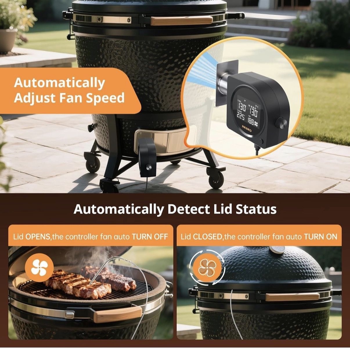 INKBIRD Automatic Smoker Fan Controller WiFi Bluetooth Infrared Thermometer Gun