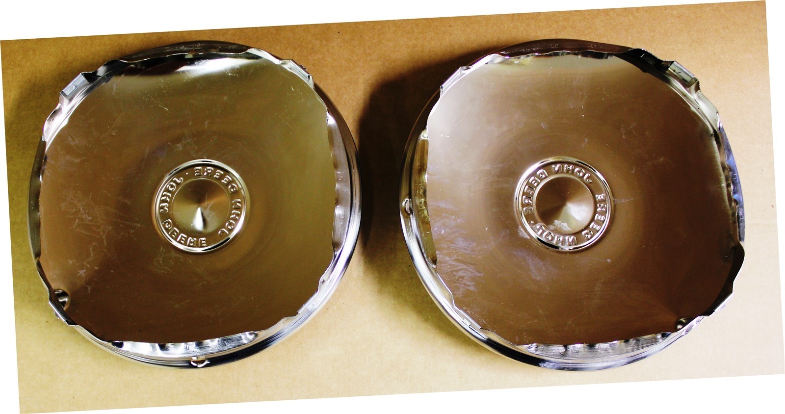 Chrome John Deere 10″ Hub Caps Wheel Covers Baby Moons Lawn Tractor M42184