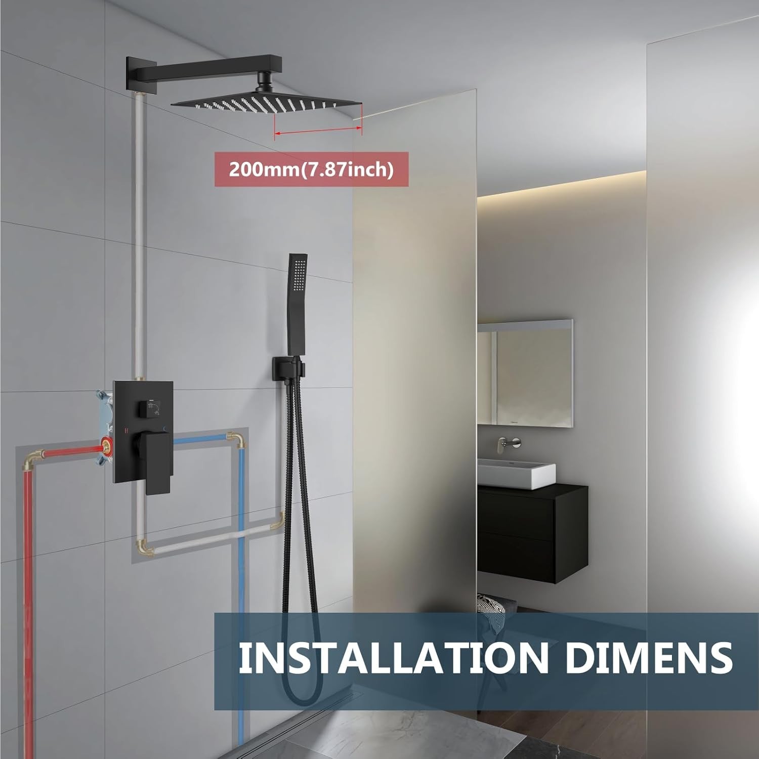 Shower Faucet Set Rain Shower System with Handheld Spray Bathroom Shower Combo..