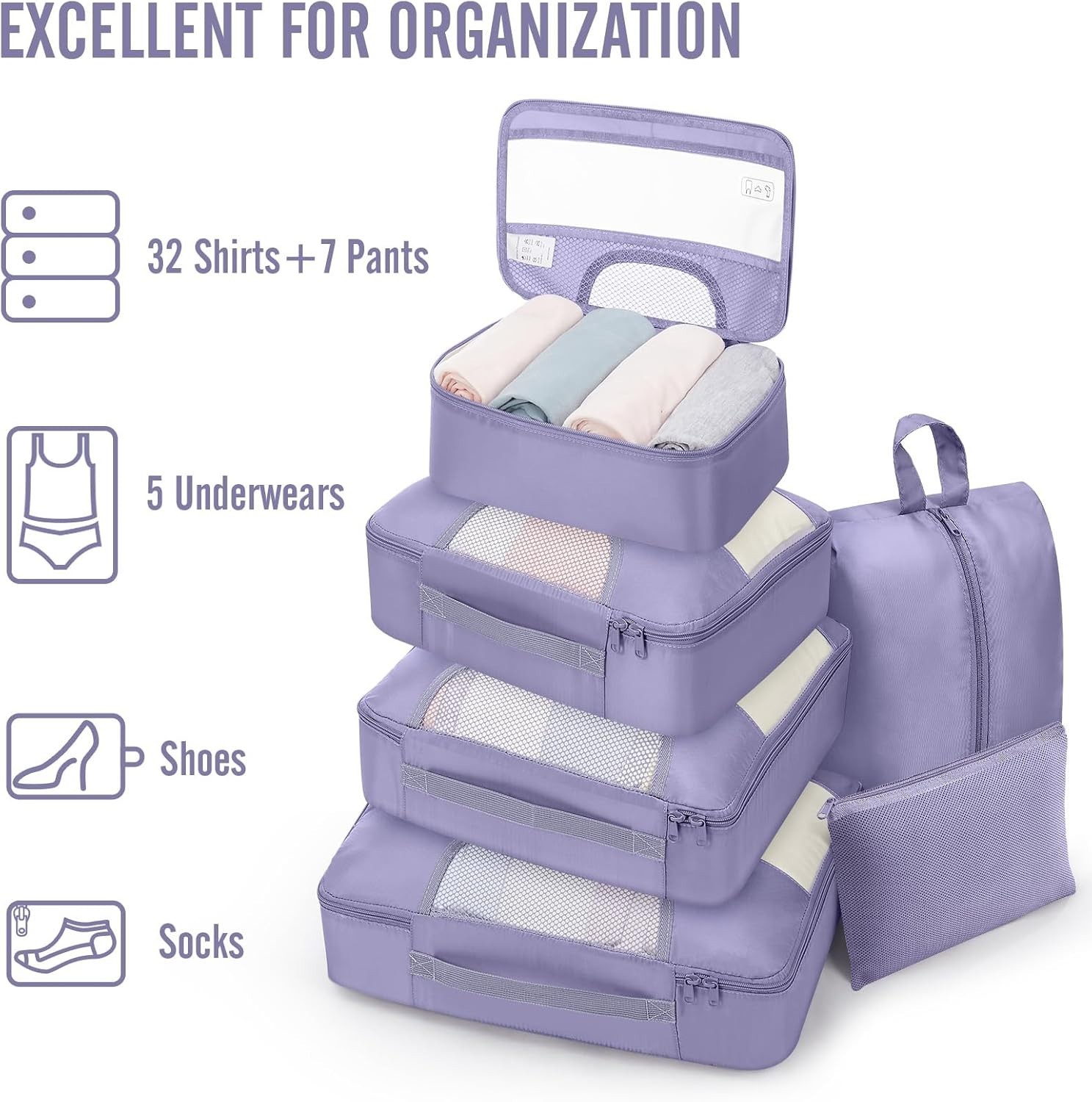 10-Piece Lightweight Packing Cube Set with Laundry Bag for Effortless Travel