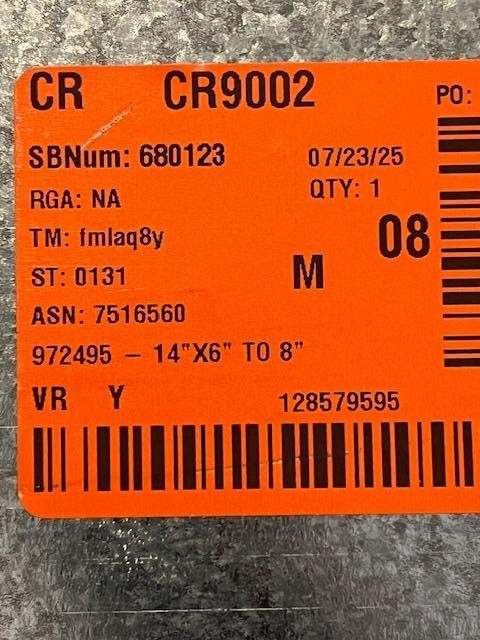 14 In. X 6 In. to 8 In. Universal Register Box with Flange Galvanized Steel USA
