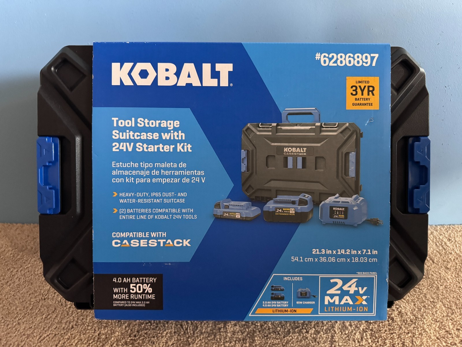 BRAND NEW – Kobalt 24v 2 -Pack Lithium-ion ( 2Ah 4Ah Battery kit w/ toolbox)