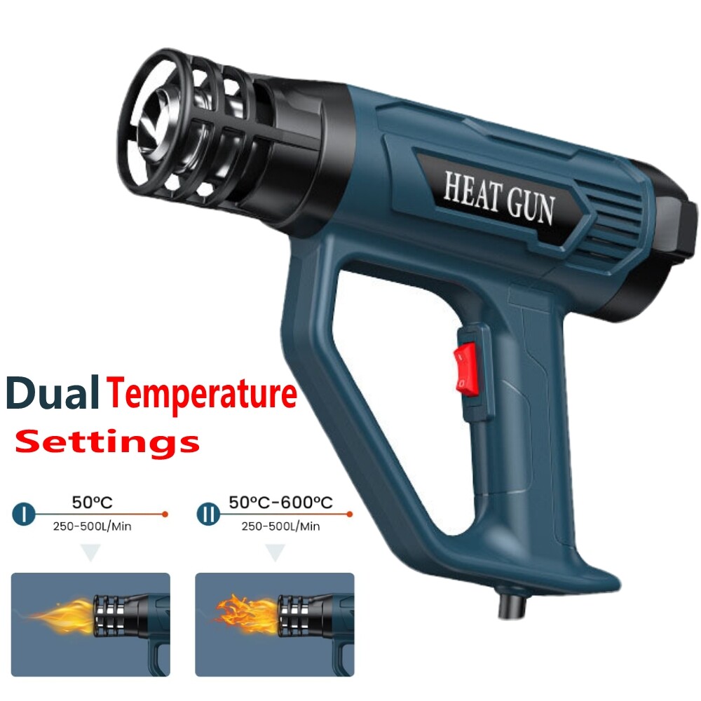 2500W Heat Gun Electric Hot Air Gun with Dual-Temperature 4 Nozzles Tool