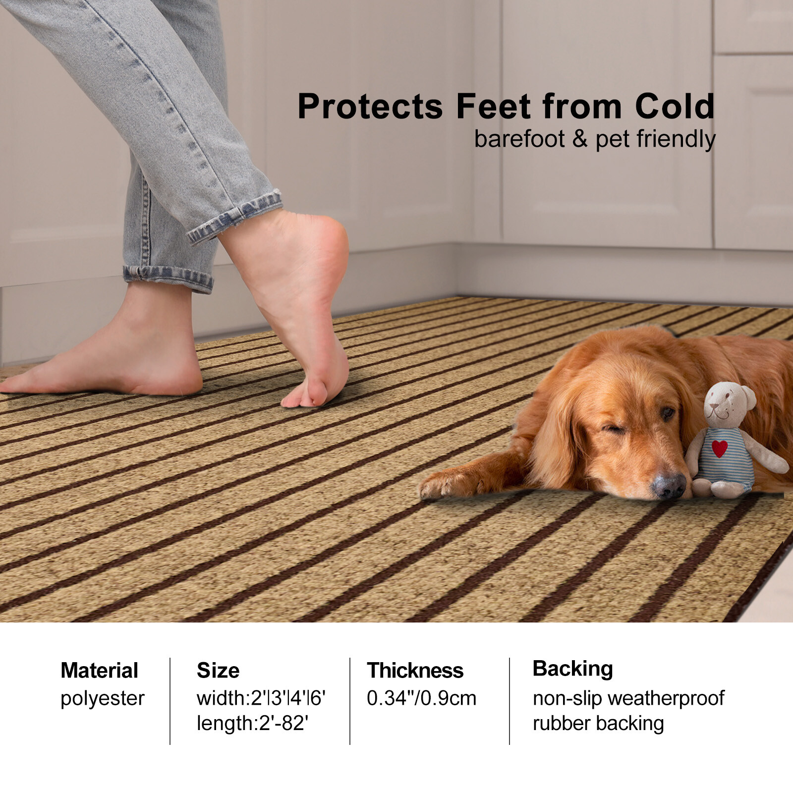 Entryway Runner Rug Indoor Outdoor – Extra Long Hall Rugs Runners Non Slip Brown