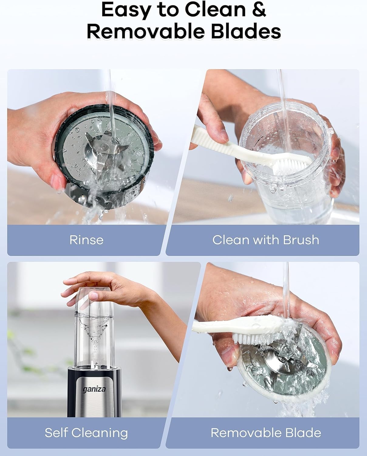 BPA-Free Personal Blender with Stainless Steel Blades and Dishwasher Safe Parts
