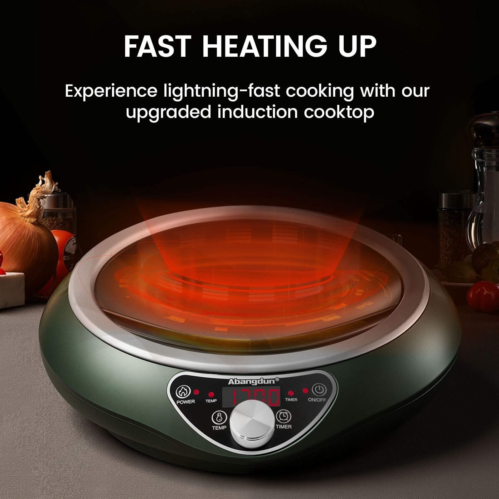 Abangdun 1700W 100V~185V Induction Cooktop Concave Wok Burner Portable Stove