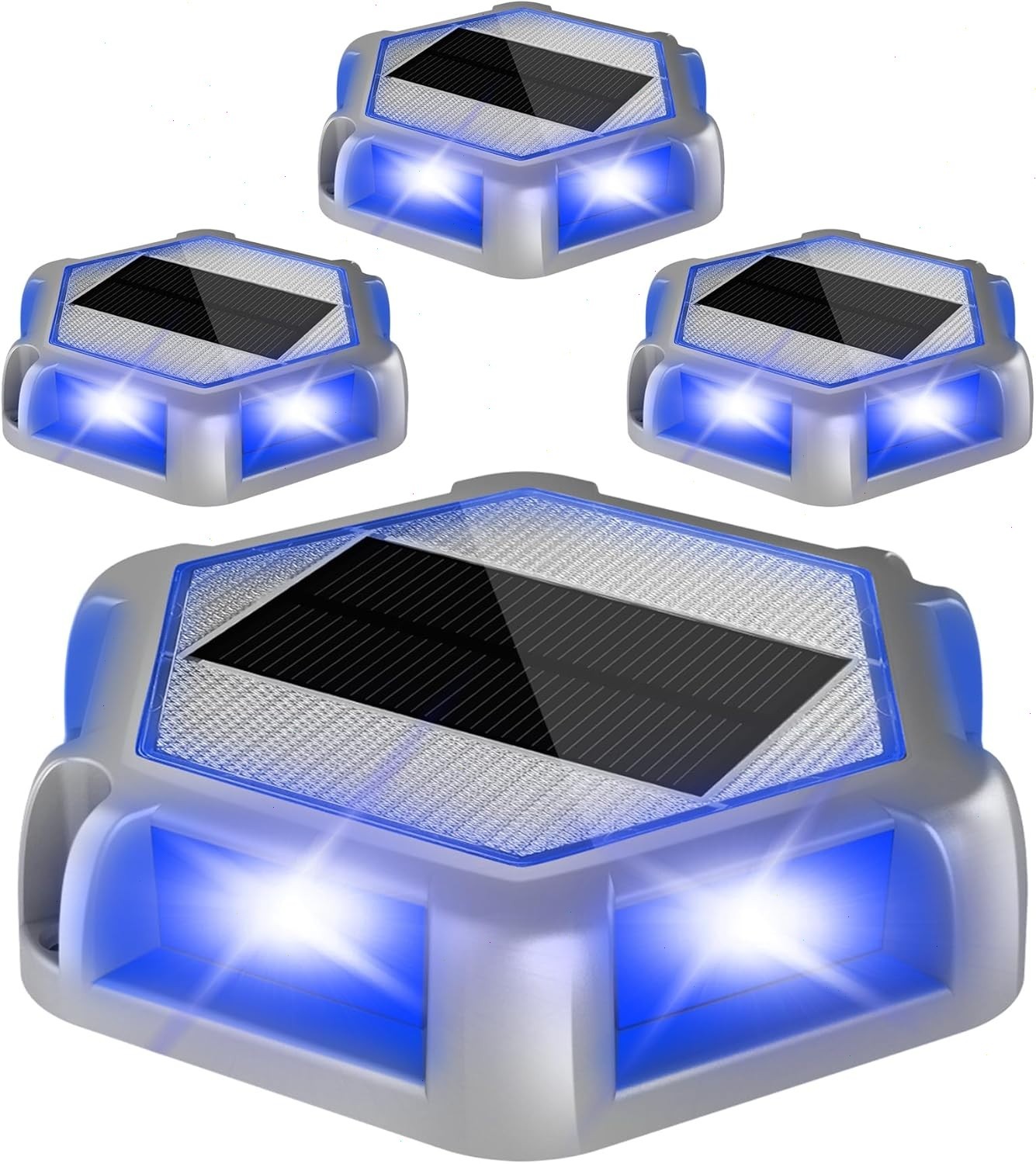T-SUN 4Pcs Solar Deck Lights Outdoor Driveway Light Pathway Stair Step Lamp IP65
