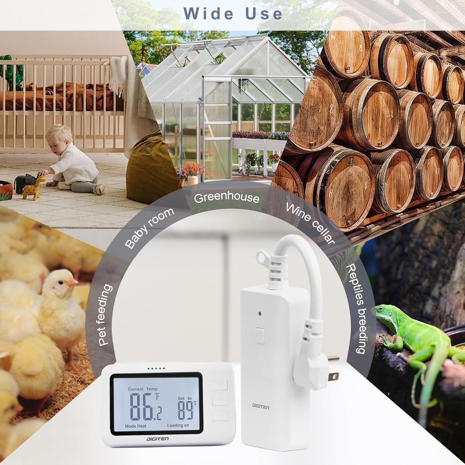 Wireless Thermostat Outlet Digital Remote Control 1800W for Heating Cooling