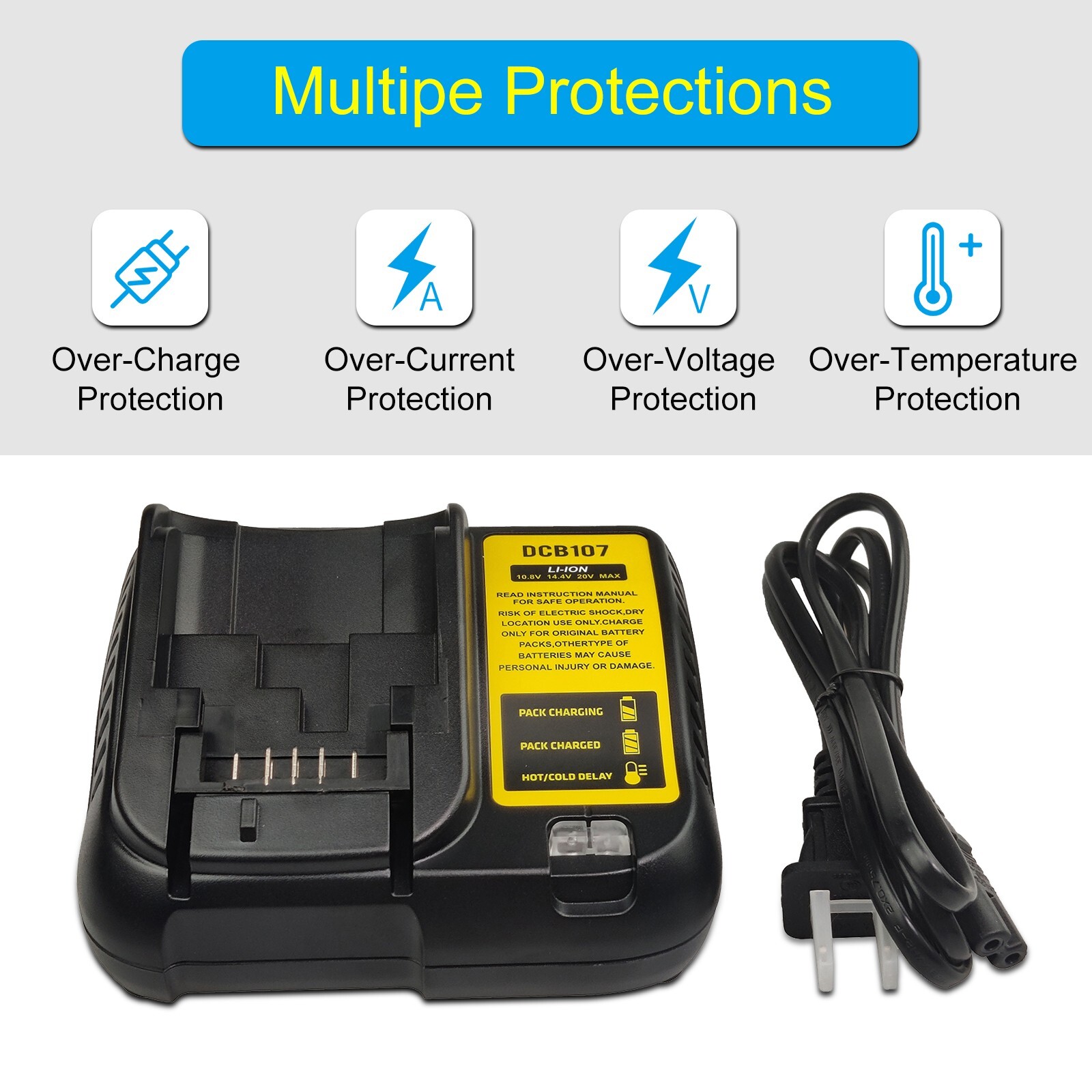 DCB107 Replacement for Dewalt 20V Battery Charger DCB101 DCB105 DCB115 DCB115