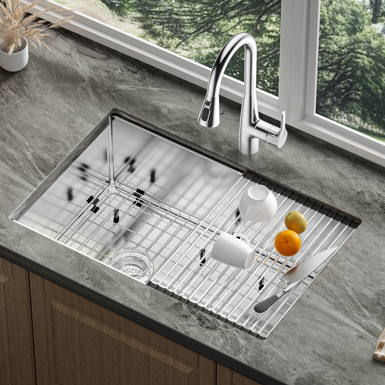 JOMOO 30″ Brushed Stainless Steel Drop-In Topmount Kitchen Sink Single Bowl