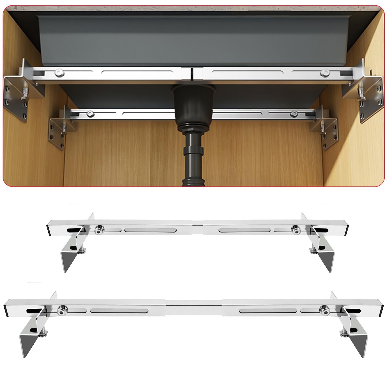 Undermount Sink Brackets, Adjustable Undermount Sink Supports, Stainless Stee…