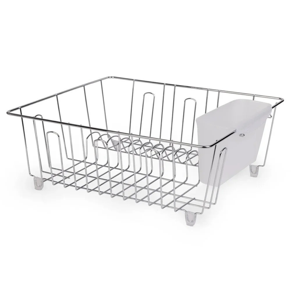 Kitchen Steel Over Sink Dish Drying Rack with Cutlery Holder Drainer Organizer
