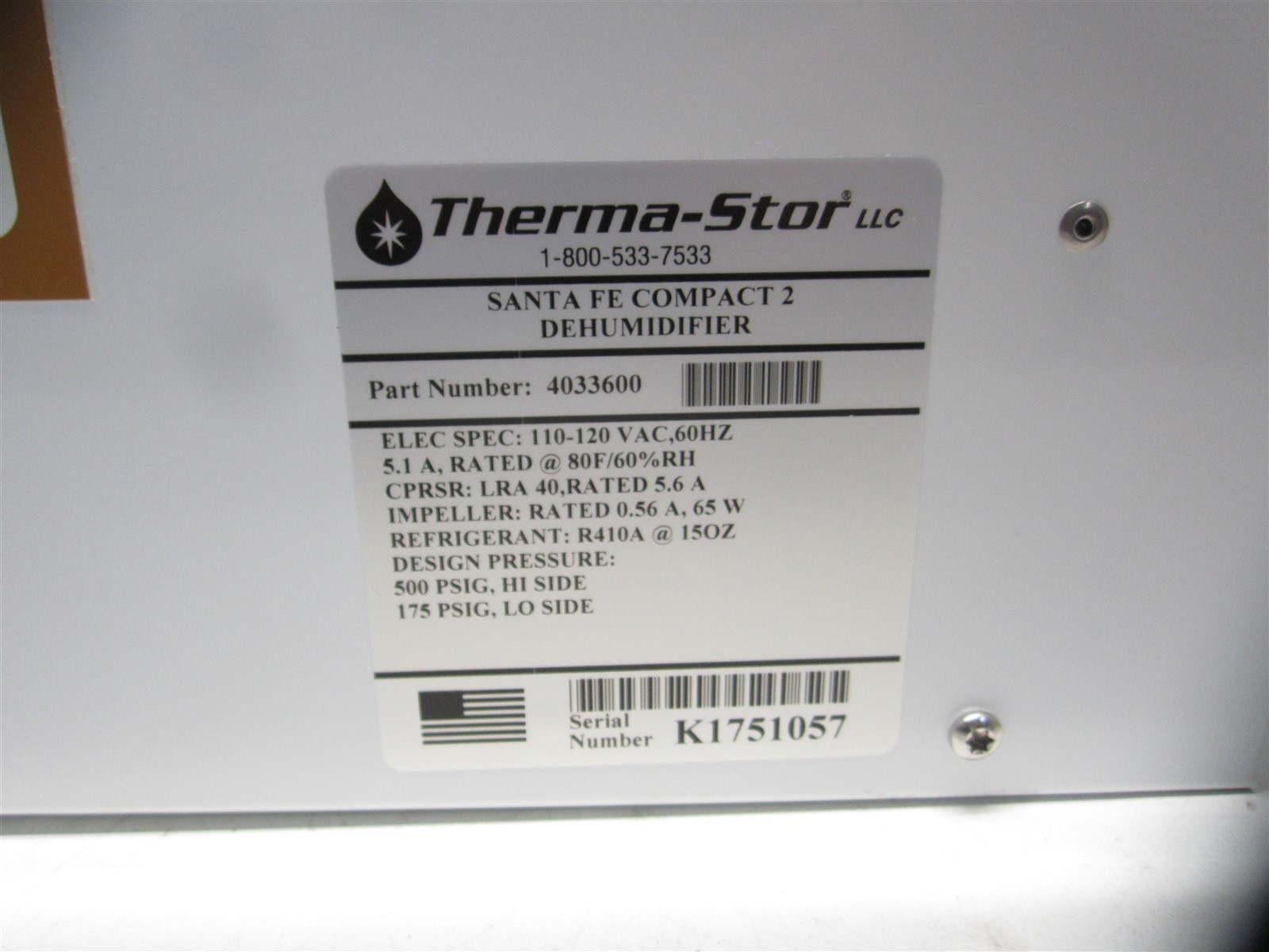 Santa Fe Compact 2 (Compact 70) 4033600 12 x 12 x 21 Free-Standing Dehumidifier