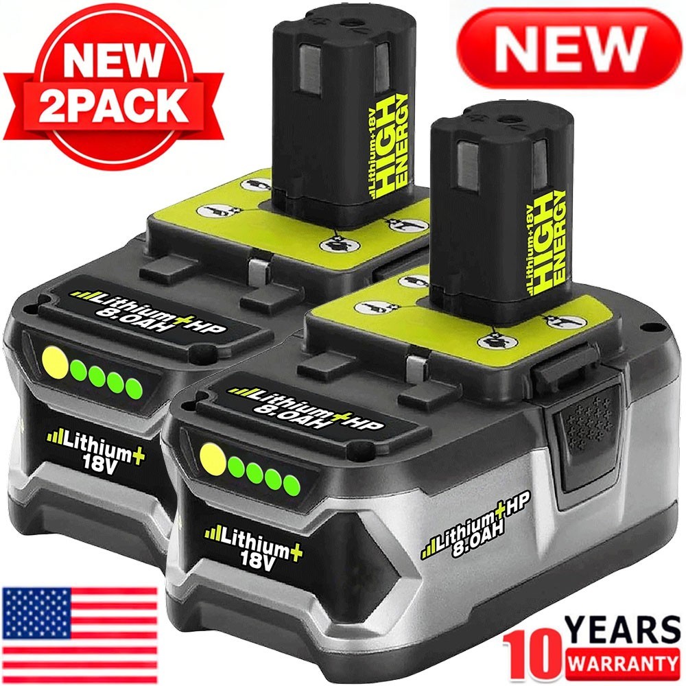 2Pack 8.0Ah 18Volt For RYOBI P108 18V One Plus High Capacity Lithium Ion Battery