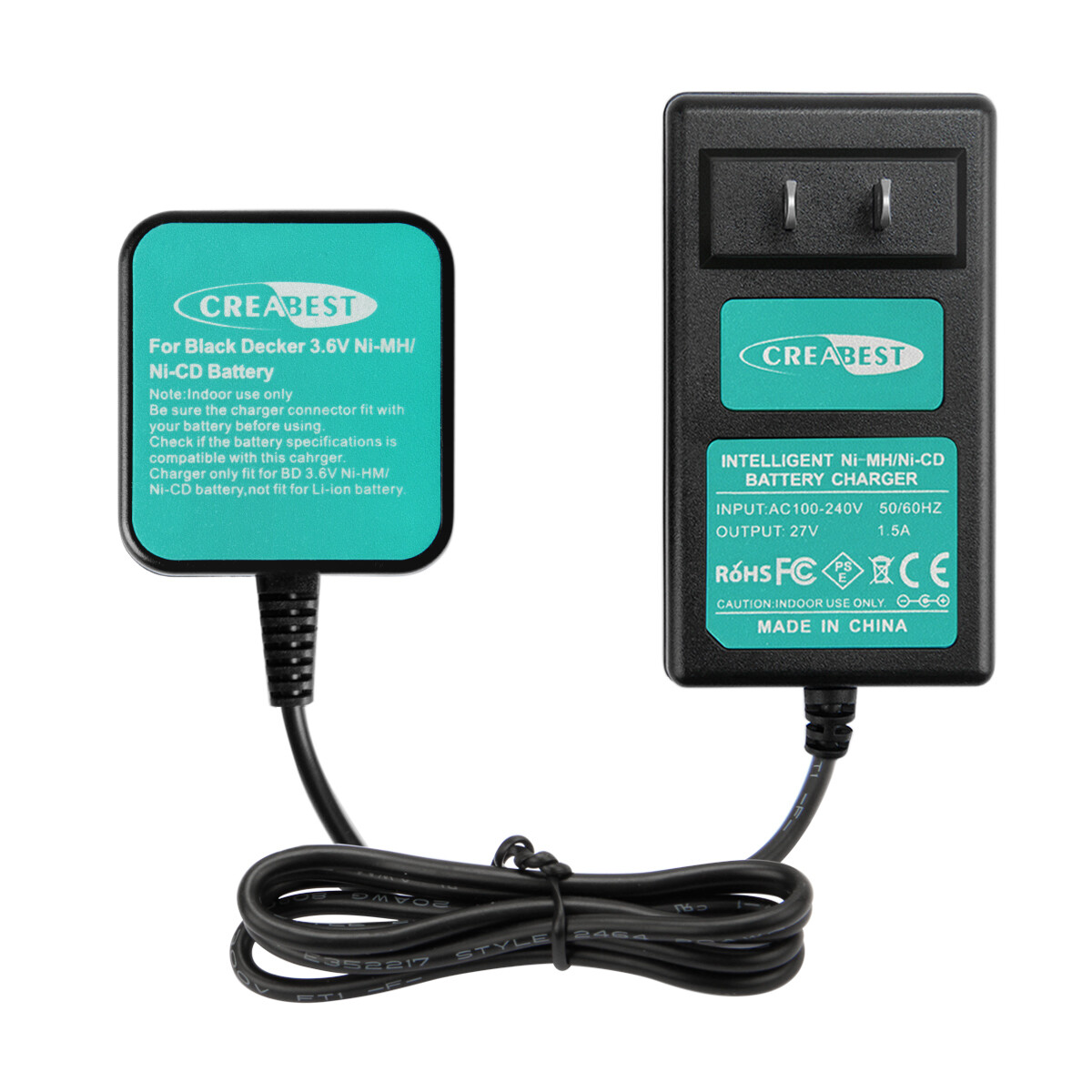 3.6V 3600mAh Battery/Charger for Black Decker VersaPak VP100 VP110 VP650 VP4100