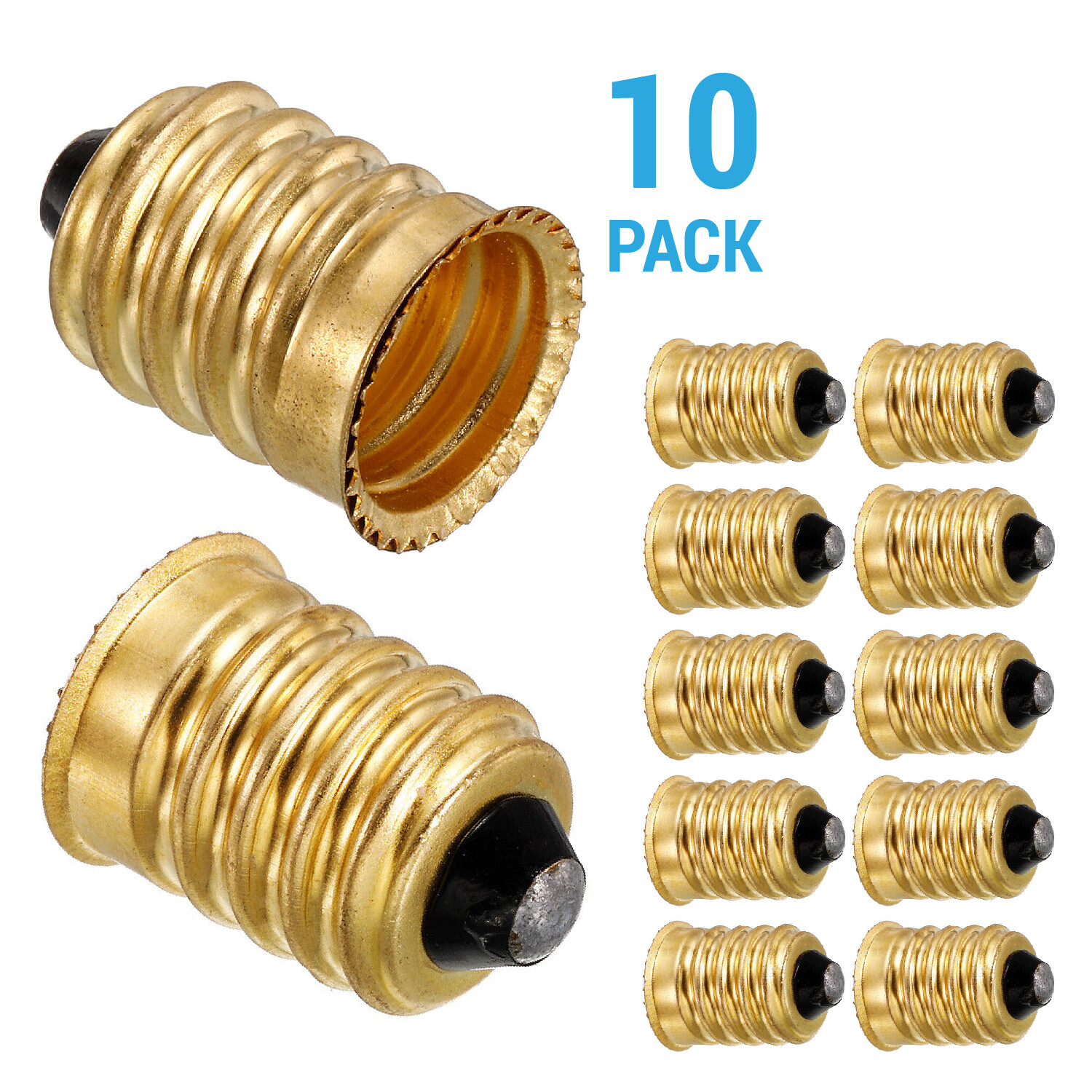 (10 Pack) European Base (E14) to Candelabra Base (E12) Socket Reducer Adapter