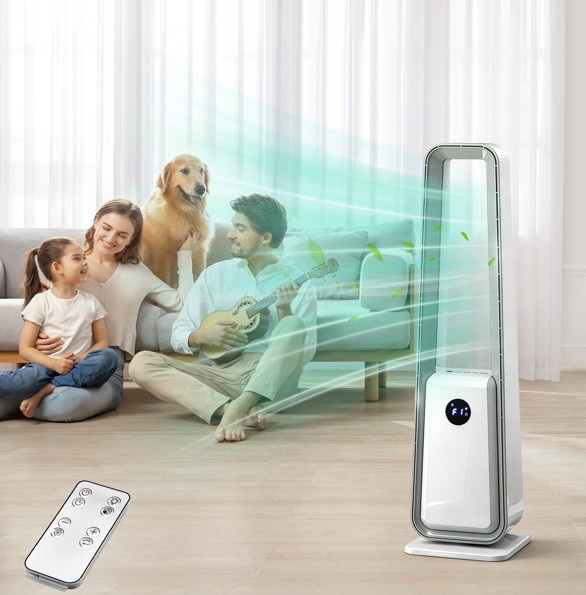 Bladeless Tower Fan with Remote Control Quiet Cooling Fan for Home Office