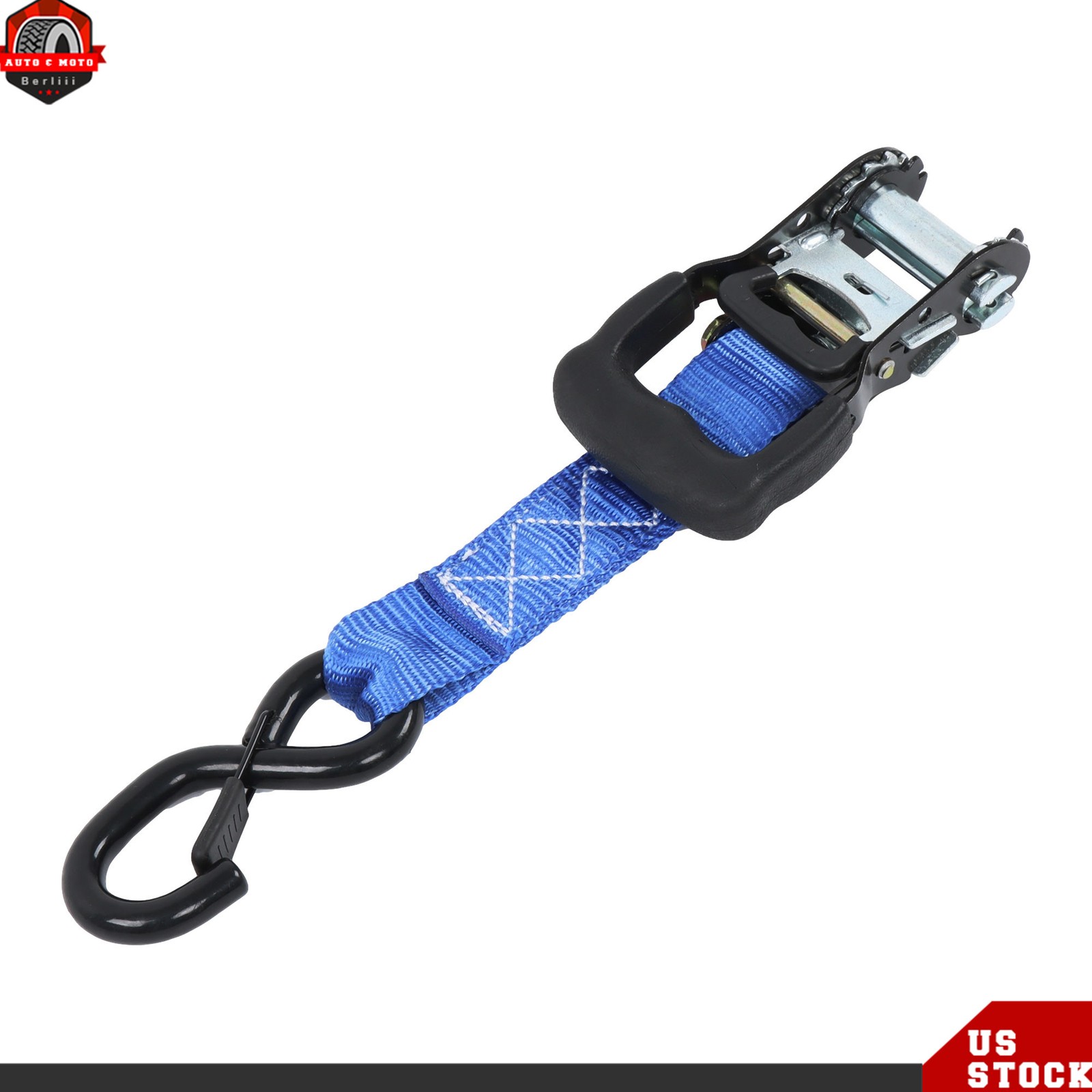 4PCS Heavy Duty Ratchet Straps 1.6″×15’ 5208 lbs Break Strength S Hooks Blue