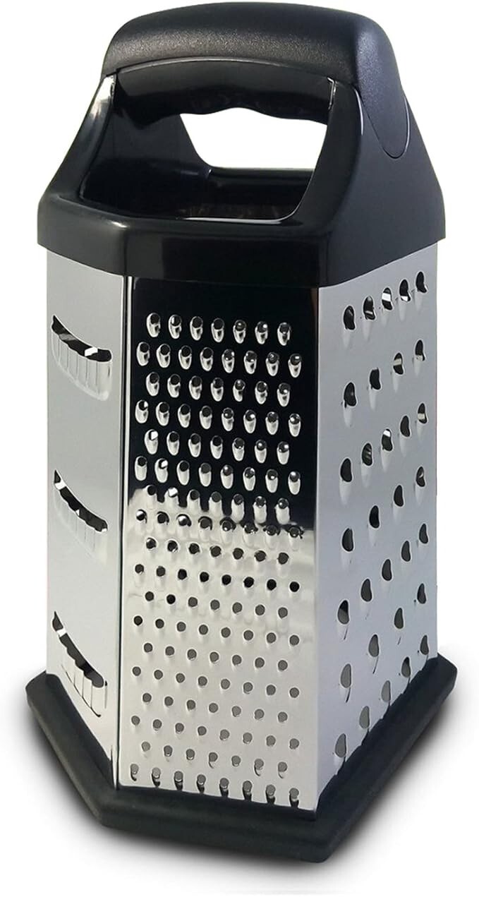 Box Graters for Kitchen, 6 Sided, Multi-purpose Cheese/Veggies, Stainless Steel