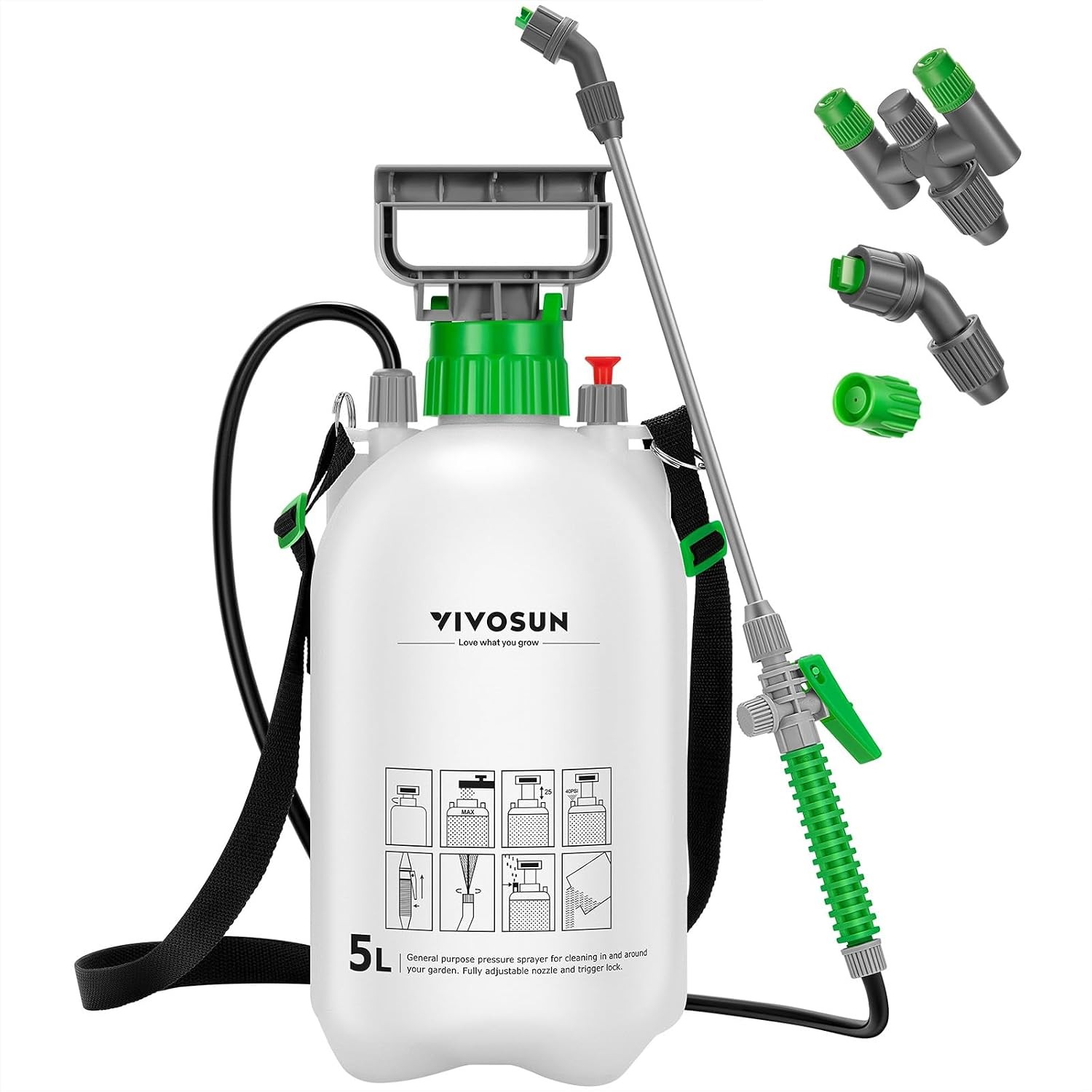 1.35 Gal/5L Pump Sprayer Garden Water Sprayer Plants Weeds & Lawn Care W/ 3