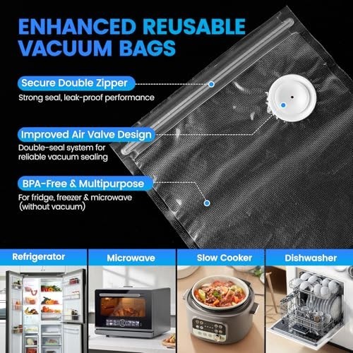 Preserve Compact Vacuum Sealer, Vacuum Sealer Machine + 30 Reusable Vacuum Bags