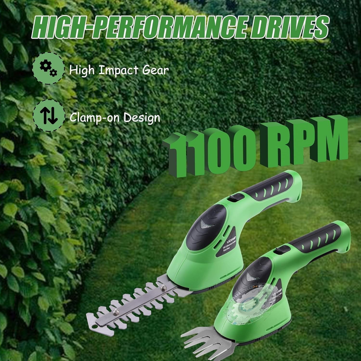 2-in-1 Electric Hand Held Grass Shear Hedge Trimmer Shrubbery Clipper Cordles…