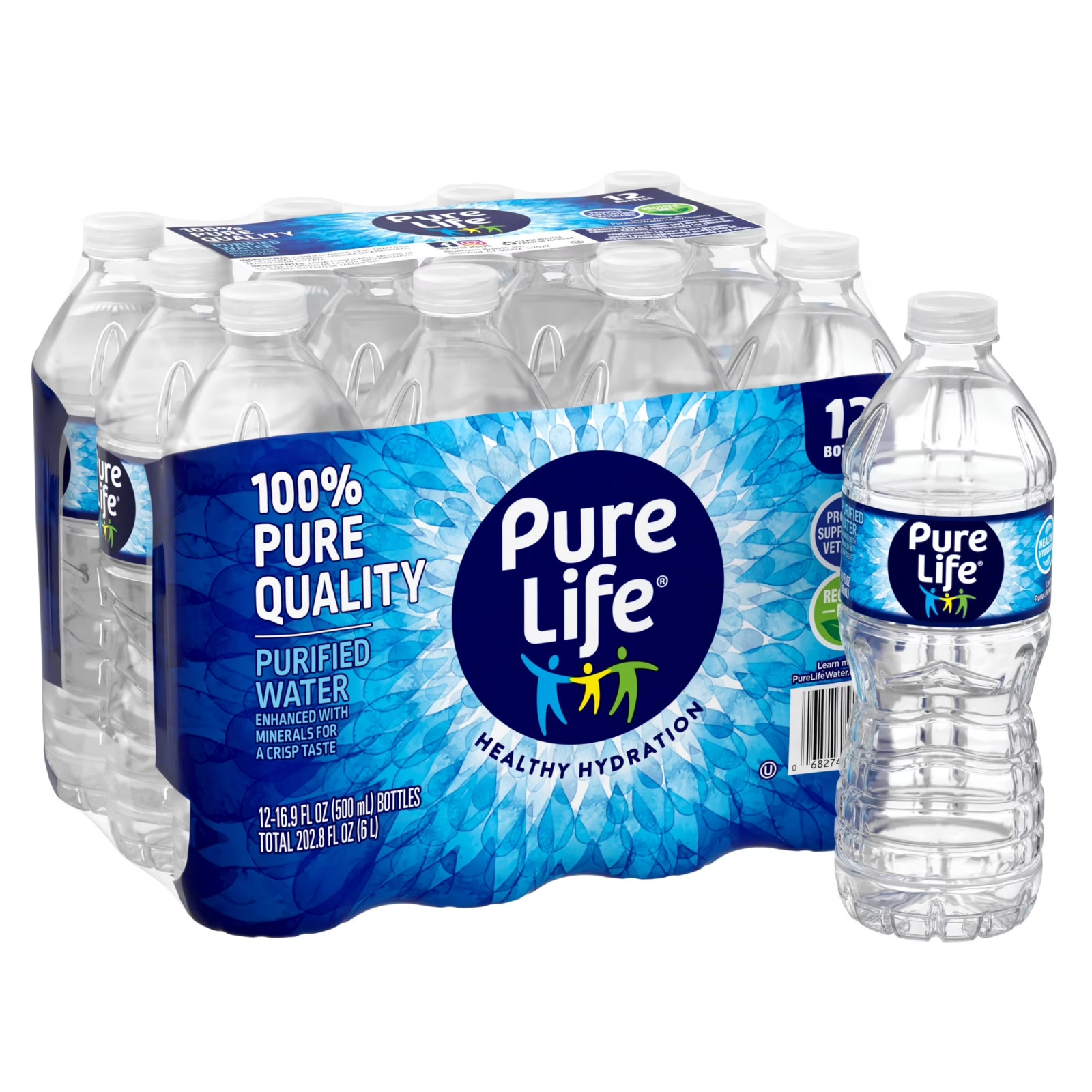 Pure Life Water, 16.9 Fl Oz, 12-Pack Plastic Bottles Free Shipping