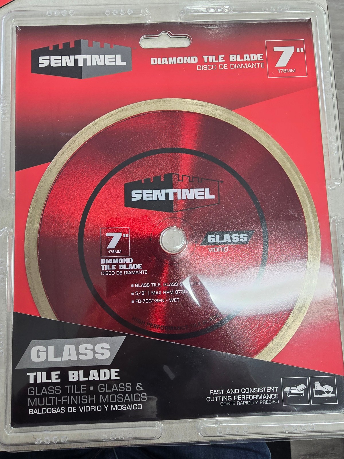 7in. Glass Tile Continuous Rim Diamond Blade WET FD-70GT-SEN WET