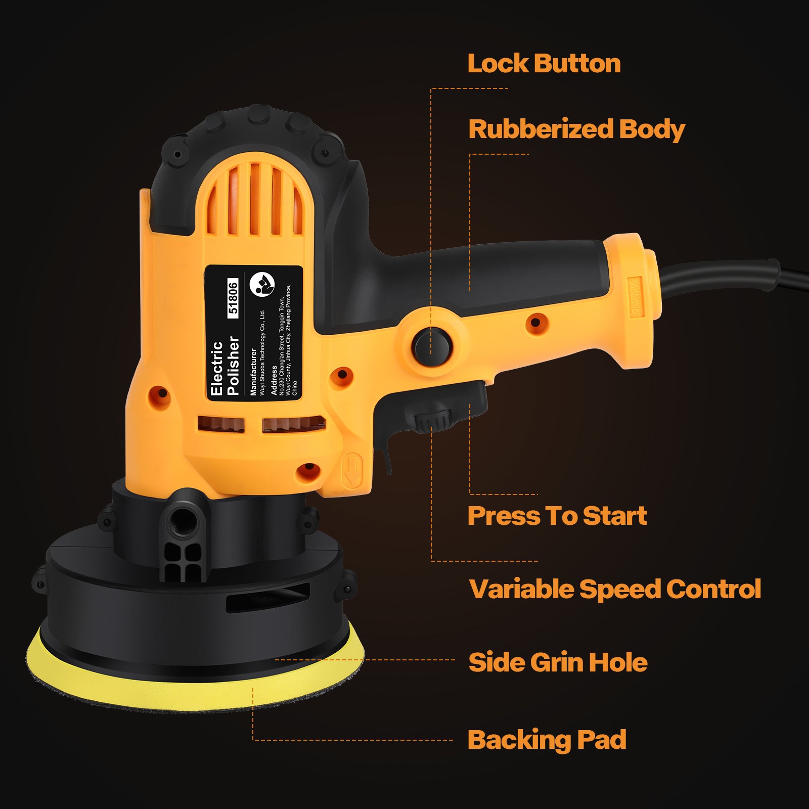 800W Car Polisher Buffer Sander Polishing Machine Kit Waxing with 5″ Pad Bonnet