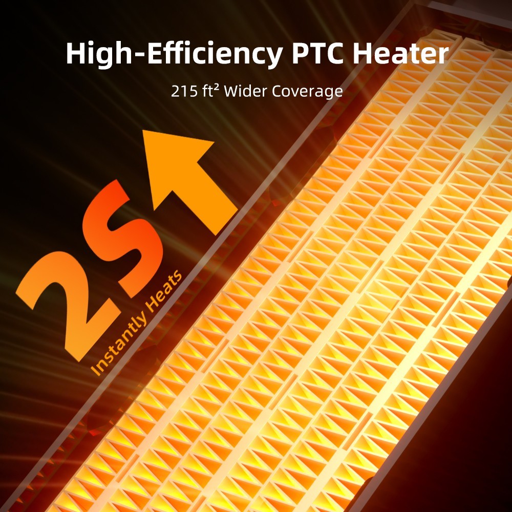 1500W Oscillating 60° Portable Space Heater 12hr-Timer with Remote Control