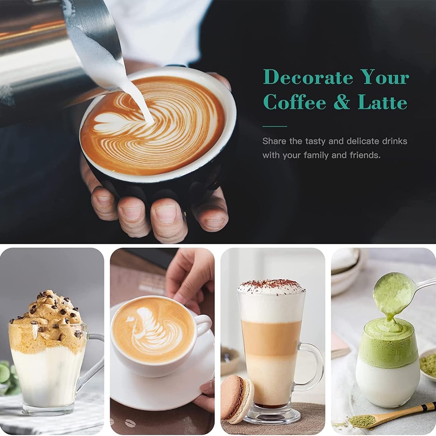 USB Rechargeable Electric Milk Frother Handheld Whisk Mixer Stirrer Coffee New