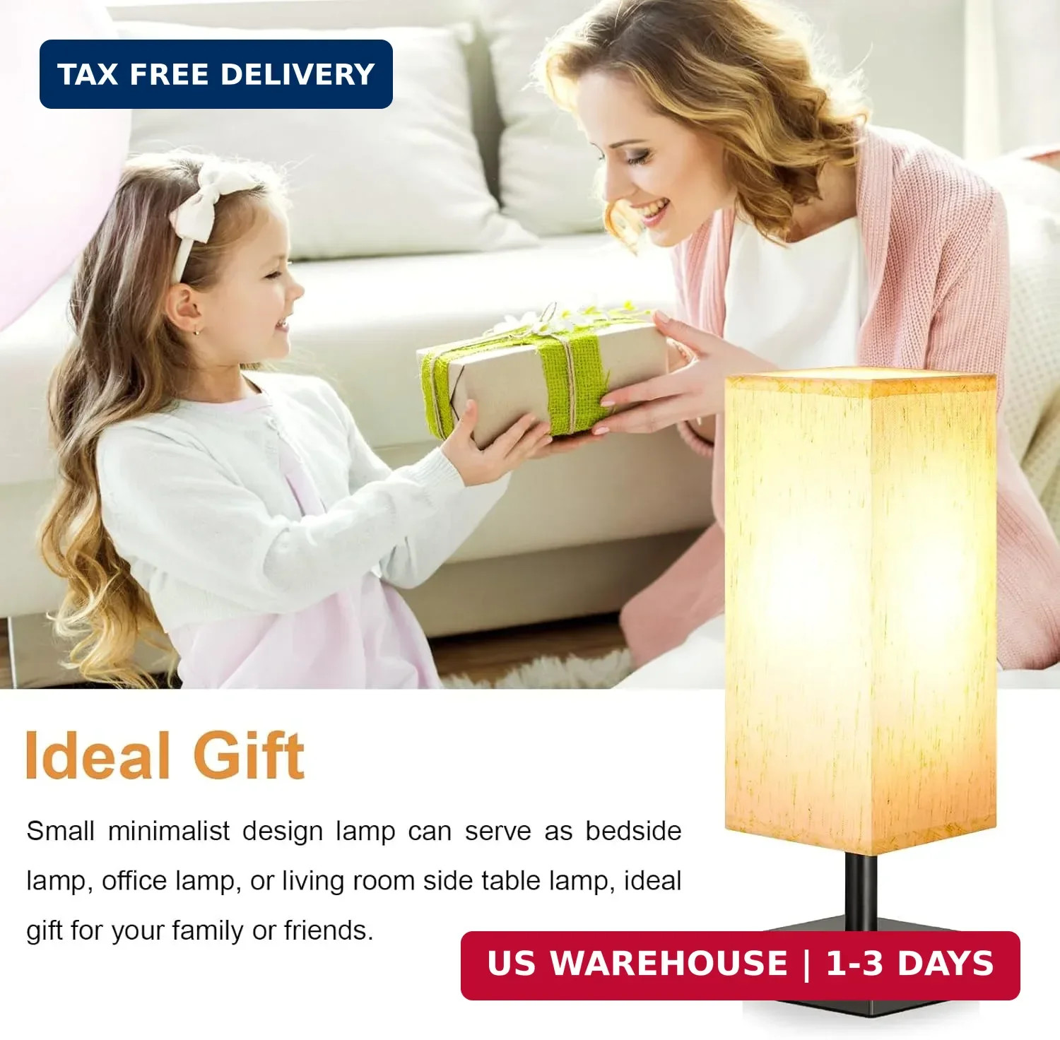 aooshine Small Table Lamp for Bedroom – Bedside Lamps for Nightstand, Minimalist