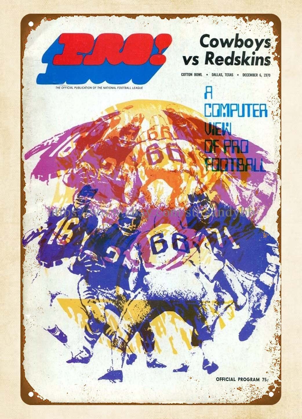 1970 football Program metal tin sign