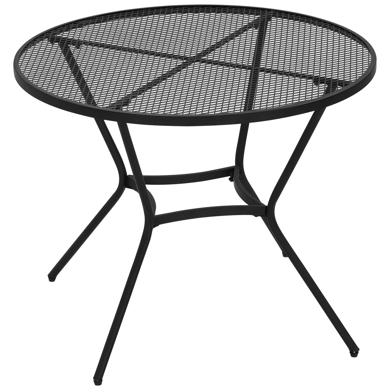 35in Round Patio Bistro Table Metal Mesh Top French Cafe Style Black