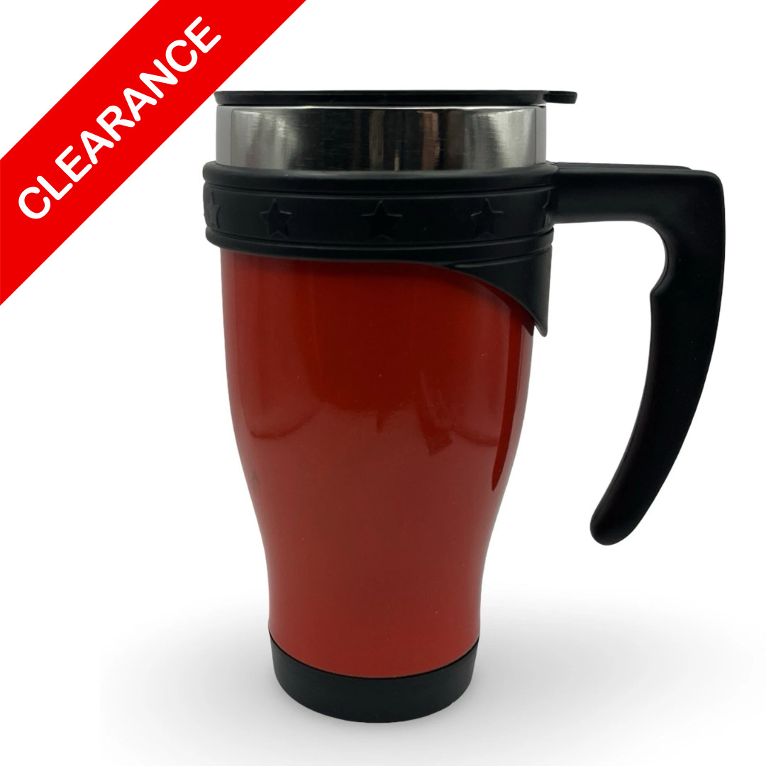 NEW Travel Mug 16 oz Red Insulated Coffee Tumbler with Handle and Lid
