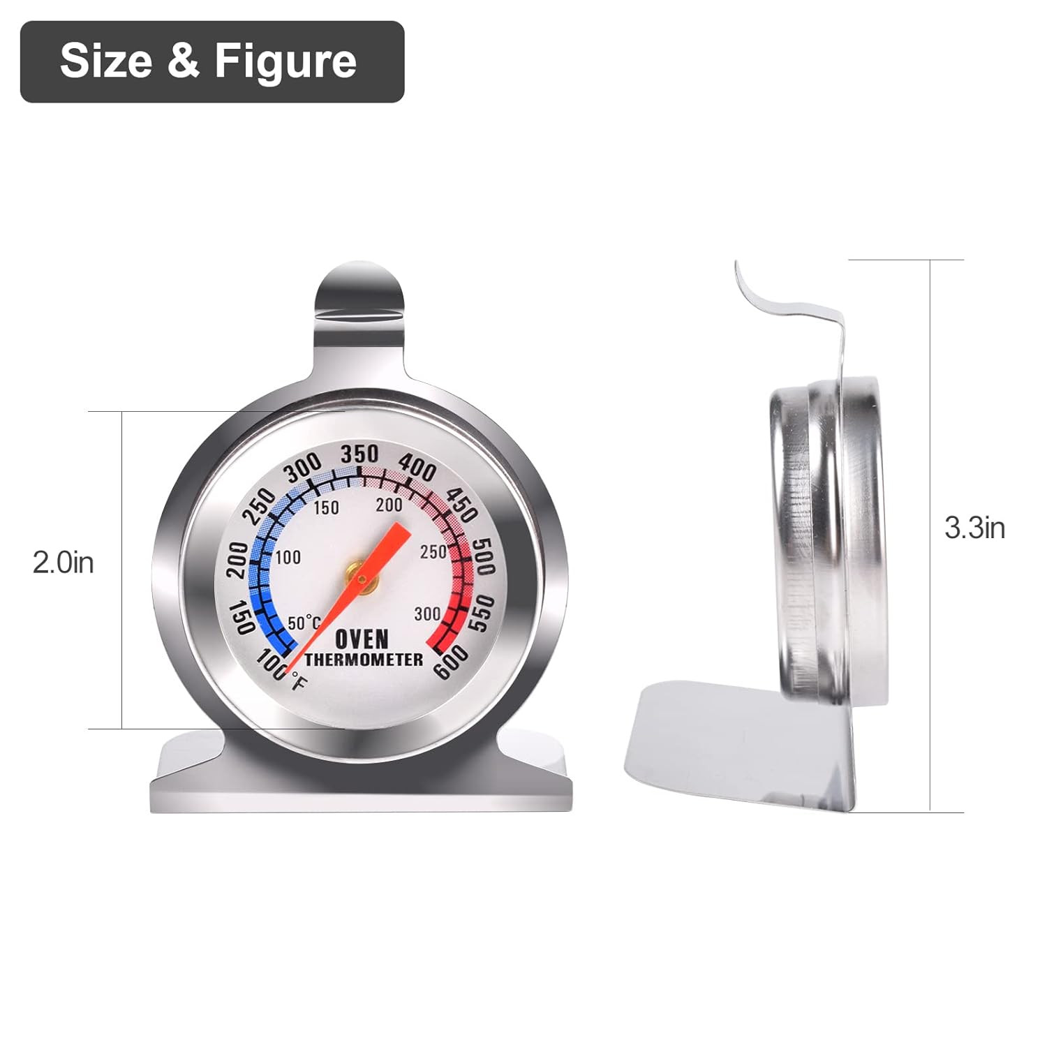 Oven Thermometer Stainless Steel Classic Stand Up Food Meat Temperature Gauge5-1