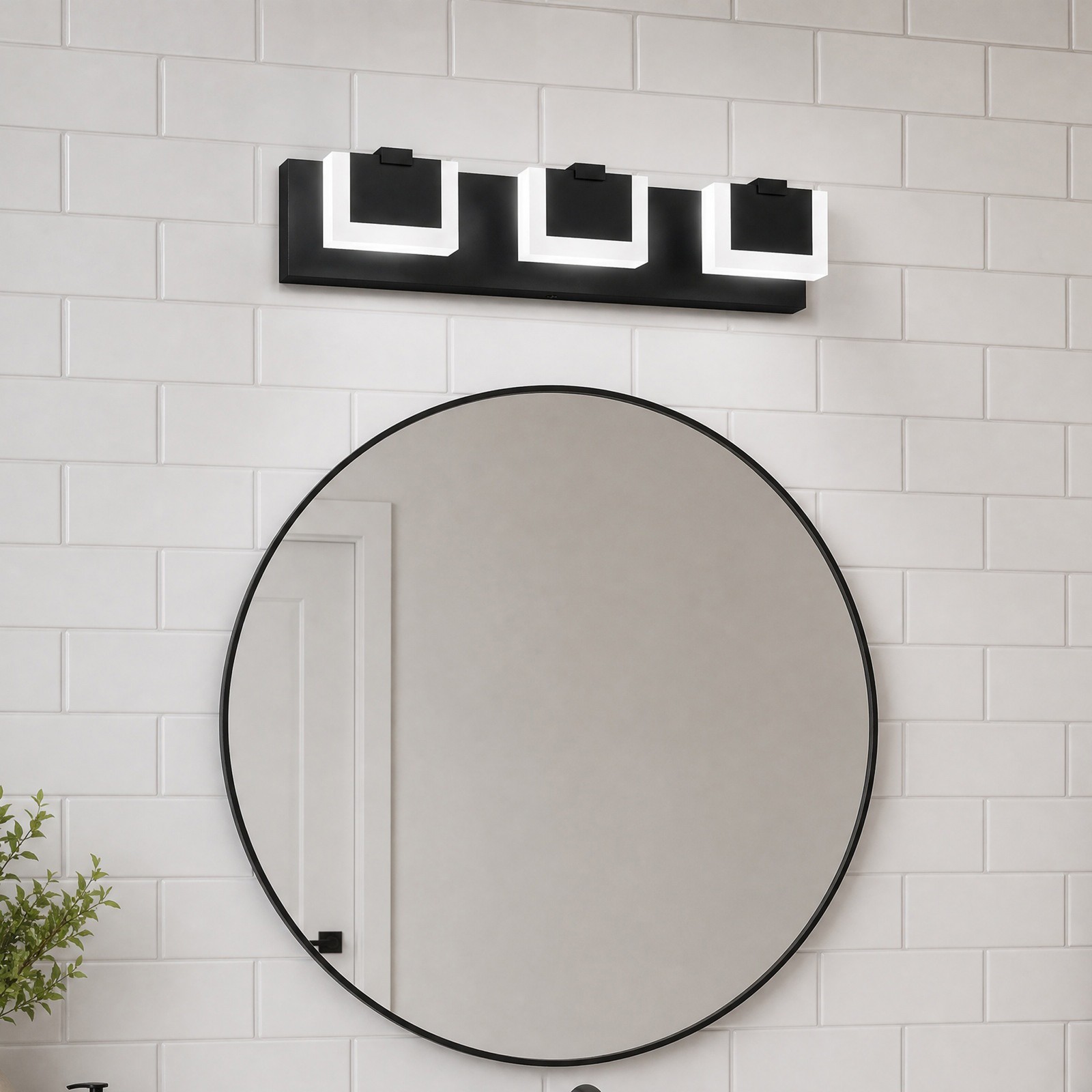 22 in Bathroom Black Dimmable LED Vanity 3 Light Over Mirror Wall Sconce Fixture