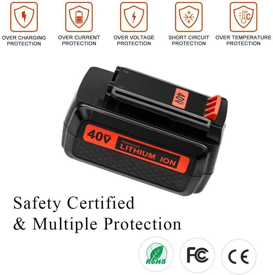 40V MAX Lithium Ion Battery 4.0Ah for Black & Decker 40Volt LBXR36 LBX2040 LBX36