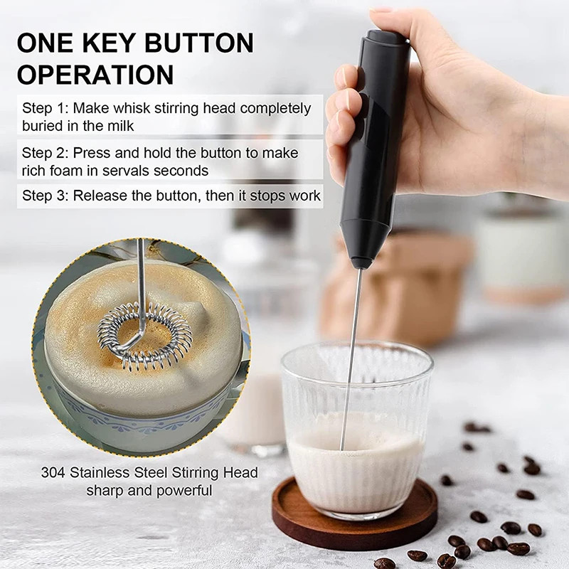 Battery Operated Handheld Electric Milk Frother Mini Coffee Whisk Drink Stirrer