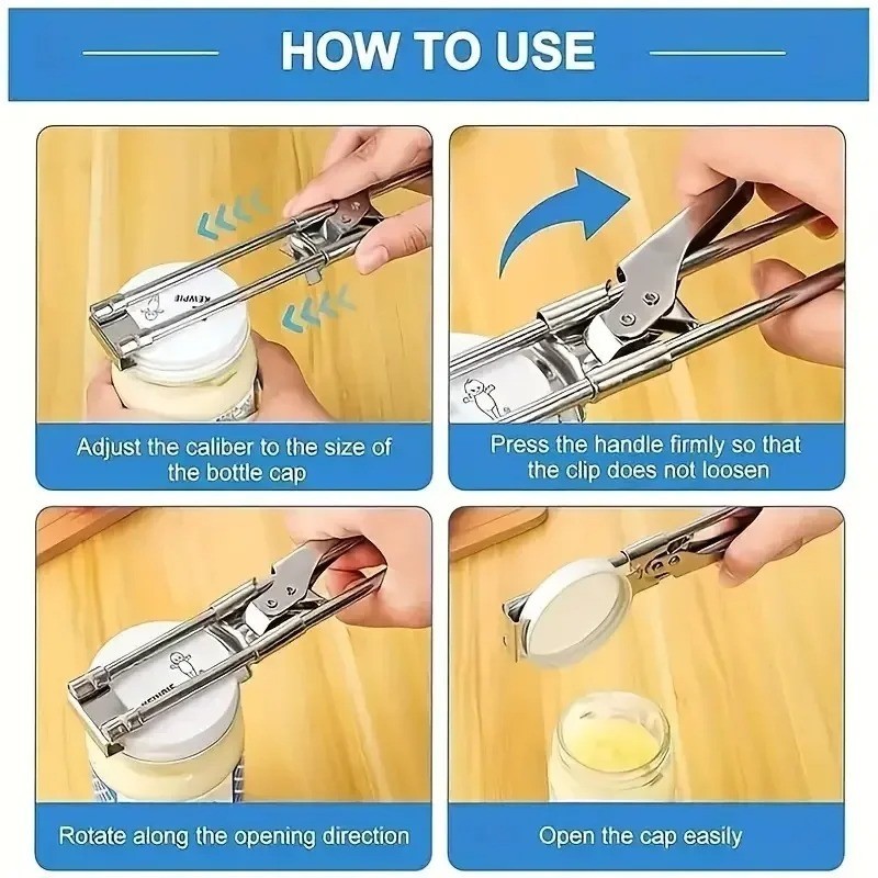 Master Opener Adjustable Stainless Steel Jar & Bottle Opener Multifunction Tool*
