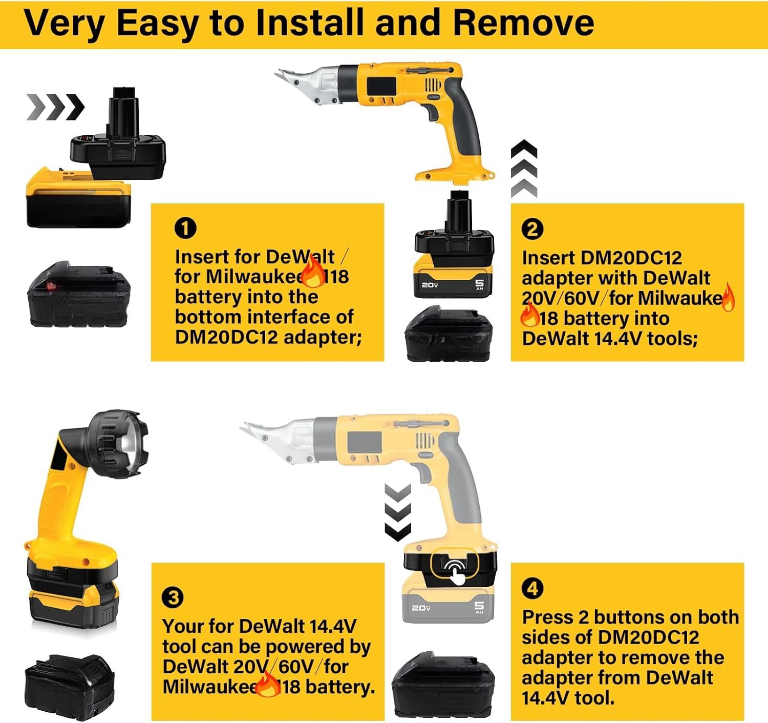 Battery Adapter for Dewalt 20V Battery Convert to for Dewalt 12V tool DM20DC12