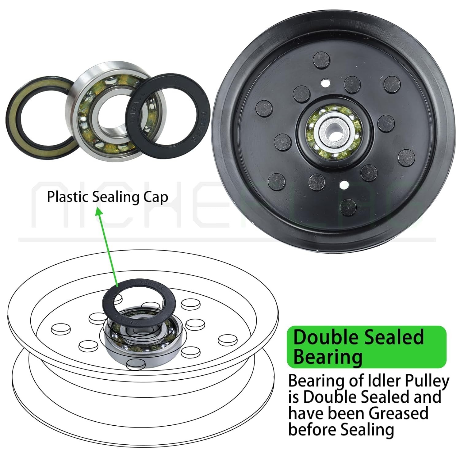 Husqvarna Idler Pulley Set Metal 5.32 in Deck Belt for Lawn Mowers Rides