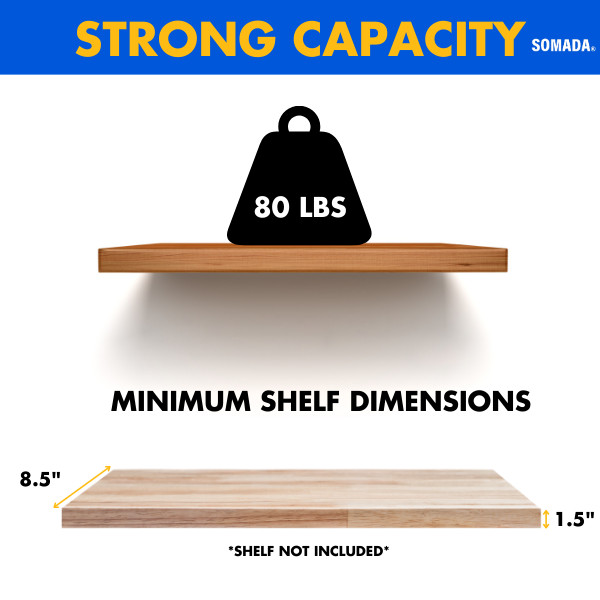 SOMADA 8 Inch Floating Shelf Brackets, 4 Pack Invisible Heavy Duty Shelf Support