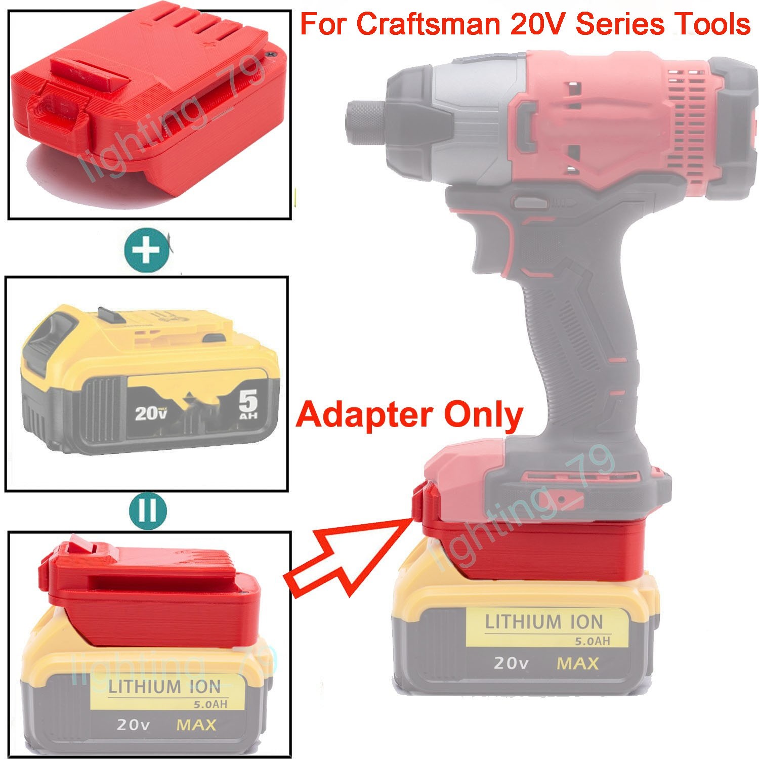 For Dewalt 20V Max Battery Adapter to For Craftsman V20 20V Power Cordless Tools