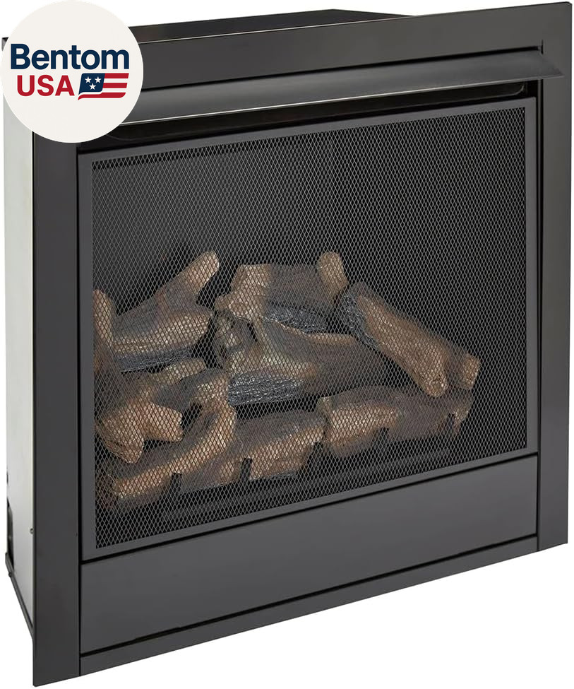 Dual Fuel Ventless Gas Fireplace Insert, Remote Control, 9 Fire Logs, Use with N