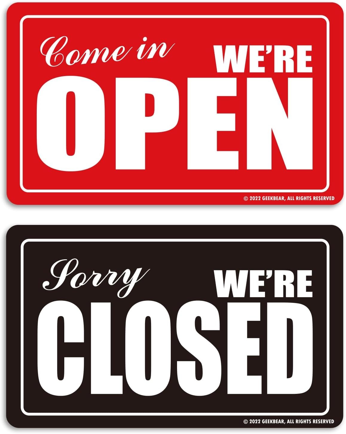 GEEKBEAR Open Closed Sign for 9.8” x 5.9” (25cm x 15 cm), 01. Red & Black