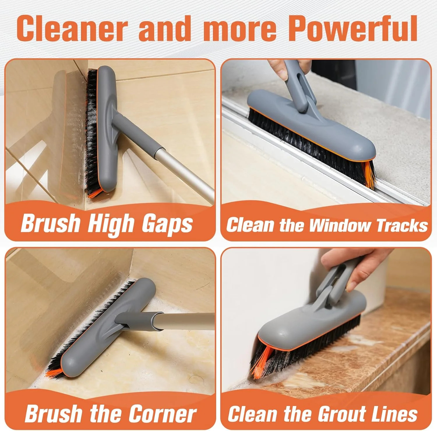 Eazer Grout Brush – Original Head,EAB02-H,180°Rotation Tile Grout Cleaning Tool,