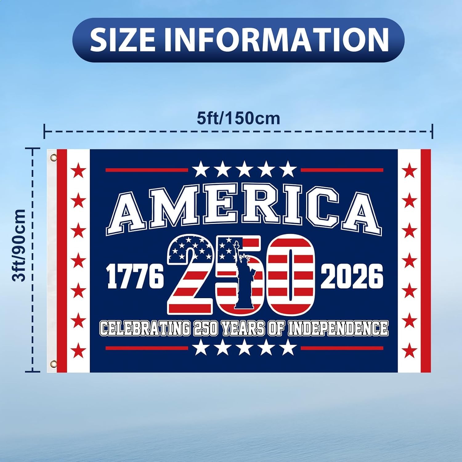 3x5Ft USA 250th Anniversary Flag 1776-2026 250 Years America Single-Sided