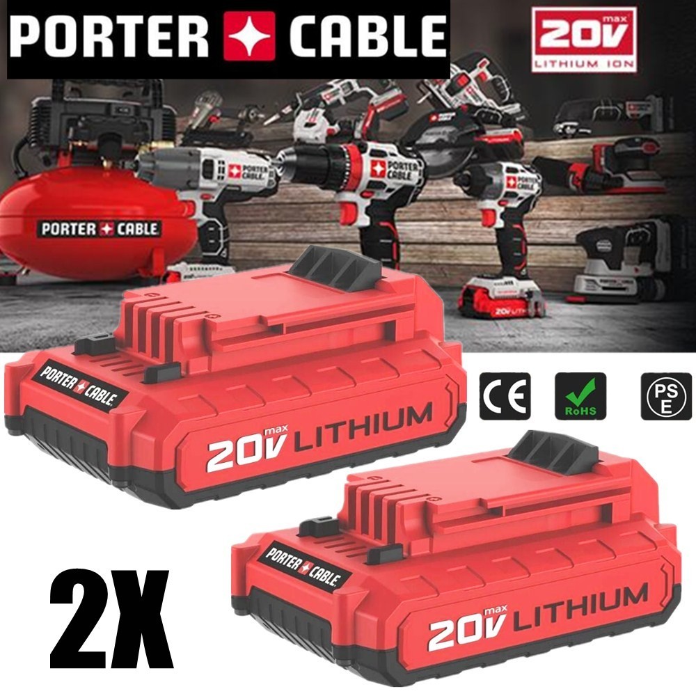2PACK for PORTER CABLE 20V 20 Volt Lithium Battery /Charger Max PCC680L PCC685L